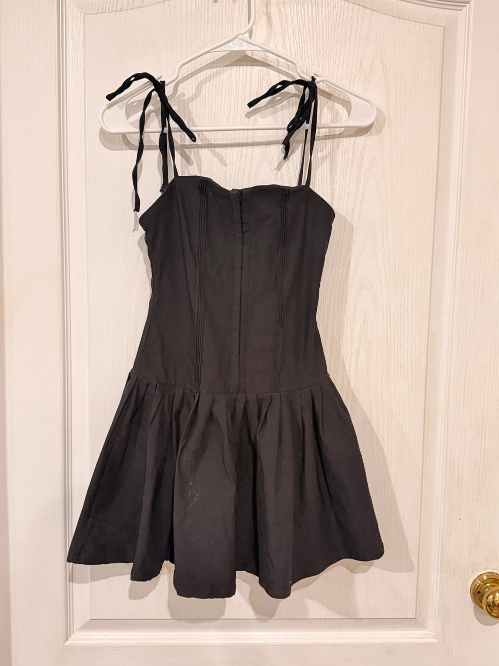 SHEIN Black Tie-Shoulder Mini Fit & Flare Dress